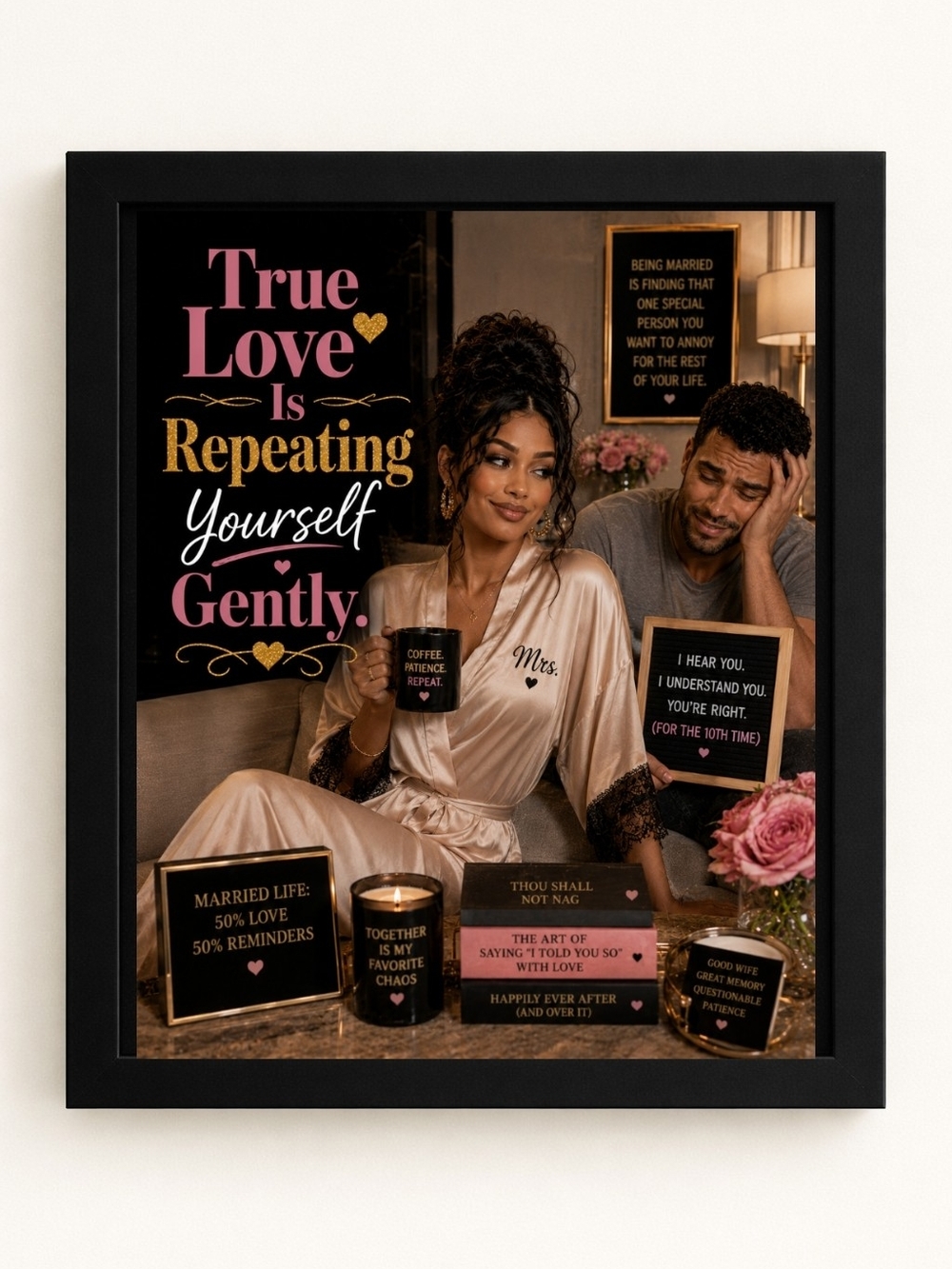 True Love Is Repeating Yourself Gently 8x10 Framed A.I. Art Print
